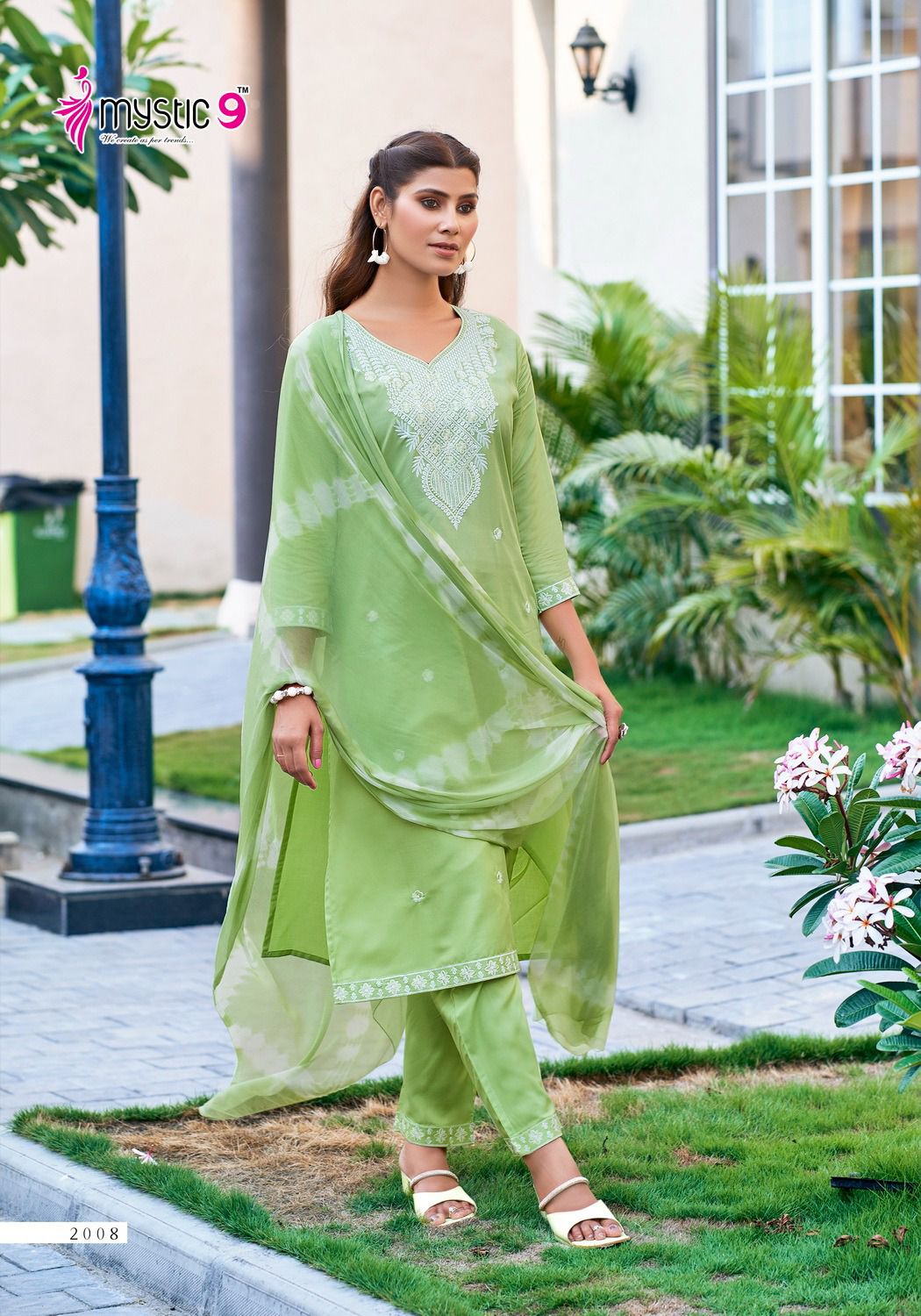 Karachi Vol 2 By Mystic 9 Rayon Embroidery Kurti With Bottom Dupatta Wholesalers In India
